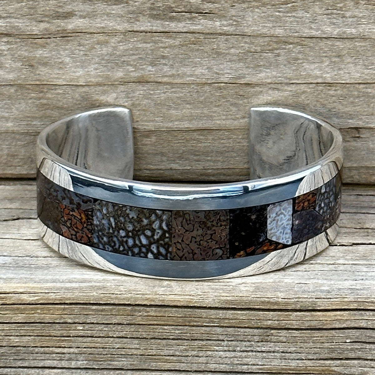 Sterling Silver Dinosaur Bone Cuff Bracelet