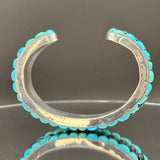 Turquoise and black jade cobble stone inlay sterling silver cuff bracelet