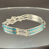 Turquoise inlaid sterling silver link bracelet