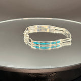 Turquoise inlaid sterling silver link bracelet