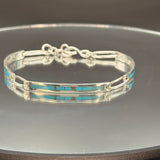 Turquoise inlaid sterling silver link bracelet