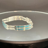 Turquoise inlaid sterling silver link bracelet