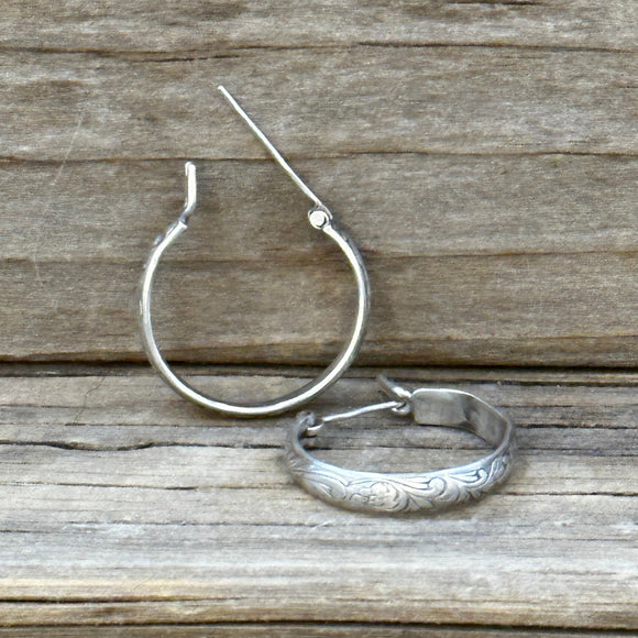 Floral Sterling Silver Hoop Earrings