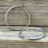 Sterling Silver Large Floral Pattern Hoops