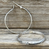 Sterling Silver Large Floral Pattern Hoops