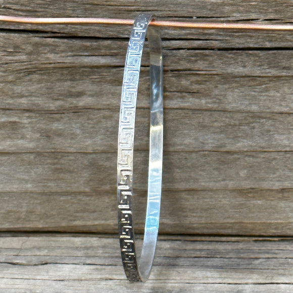 Sterling Silver Greek Key Pattern Bangle Bracelet
