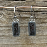 Dino Bone Sterling Silver Rectangle Earring