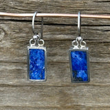 Denim Lapis Lazuli sterling silver Inlaid Rectangle Earrings