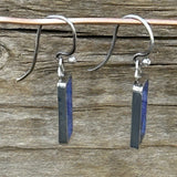 Denim Lapis Lazuli sterling silver Inlaid Rectangle Earrings