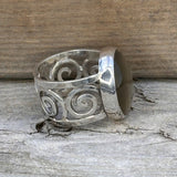 Moonstone and sterling silver cigar band ring