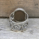 Moonstone and sterling silver cigar band ring