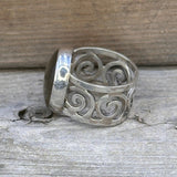 Moonstone and sterling silver cigar band ring