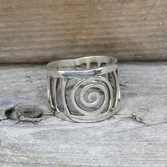 Sterling Silver Spiral Faux Filigree Ring