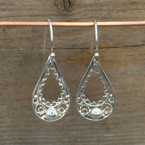 Pear Shaped Filigree Hook Earrings