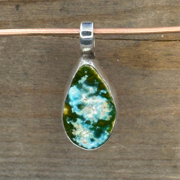 Natural Cerrillos Turquoise and Sterling Silver Pendant