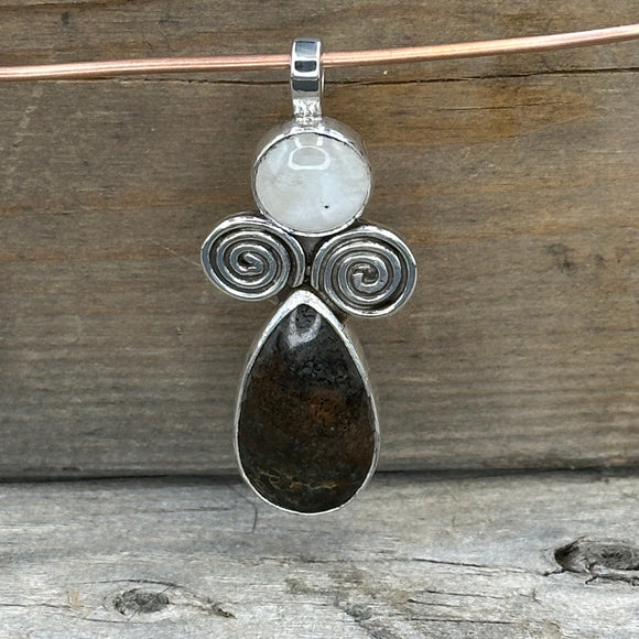Moonstone and Dinofossil Lovely Lady Pendant