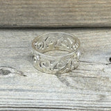 Spiral Sterling Silver Faux Filigree Cigar band Ring