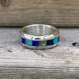 Turquoise and Lapis Sterling Silver Eternity Ring