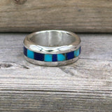 Turquoise and Lapis Sterling Silver Eternity Ring