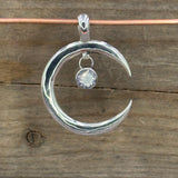 Sterling Silver Crescent Moon Pendant With a Lavender Quartz Star