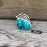 Sleeping Beauty Turquoise Hair Gems Set in Sterling Silver