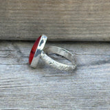 Red Rosarita with Sterling Silver Floral Ring Band