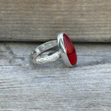 Red Rosarita with Sterling Silver Floral Ring Band