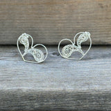 Filigree Paisley Heart Post Earrings