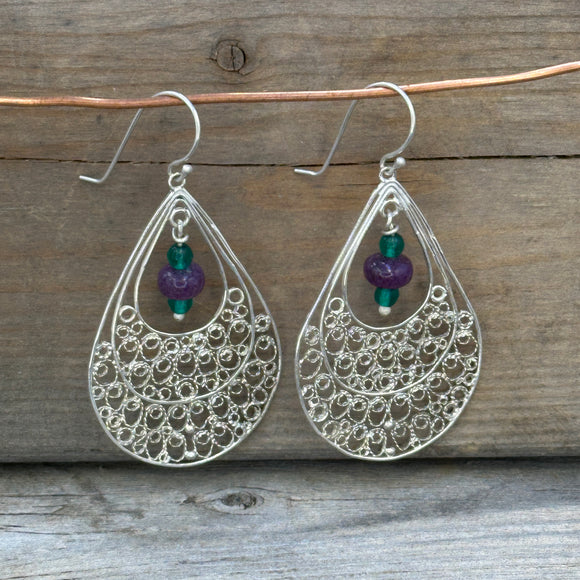 Sugilite and filigree earrings