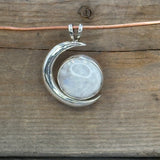 Sterling Silver and Moonstone Crescent Moon Pendant