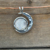 Sterling Silver and Moonstone Crescent Moon Pendant