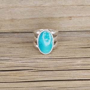 Fox Turquoise Triple Split Shank Sterling Silver Ring