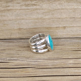 Fox Turquoise Triple Split Shank Sterling Silver Ring