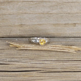 Faceted Citrine set in Sterling Silver Floral Ring Band