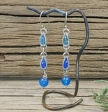 Enameled Sterling Silver and Shibuichi Double Link Earrings