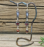 Enameled Sterling Silver and Shibuichi Double Link Earrings