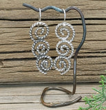 Triple Spiral Line Twist Wire Earrings on Sterling Silver French Hooks