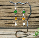 Enameled Sterling Silver and Shibuichi Double Link Earrings