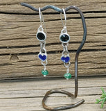 Enameled Sterling Silver and Shibuichi Double Link Earrings