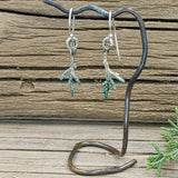 Enameled Organic Cast Juniper French Hook Earrings in Sterling Silver 3