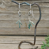 Enameled Organic Cast Juniper French Hook Earrings in Sterling Silver 3