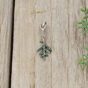 Enameled Organic Cast Juniper Shibuichi Pendant