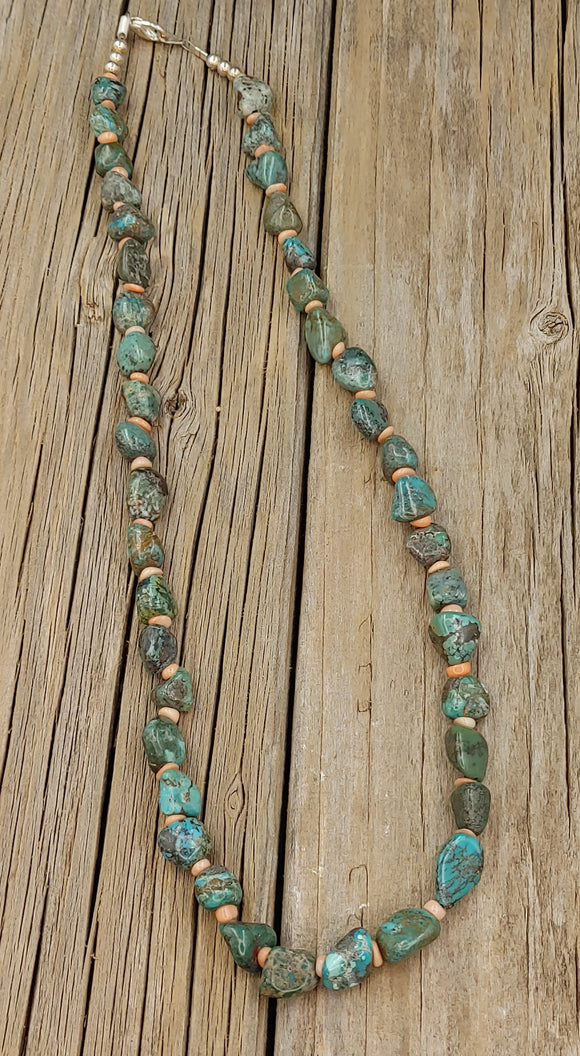 Turquoise and Pink Shell Necklace