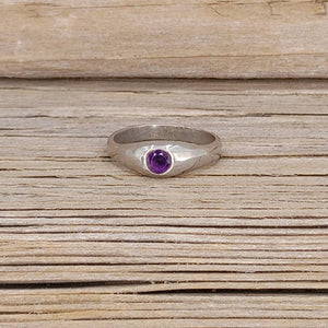 Sterling Silver Ring With Off Set Amethyst